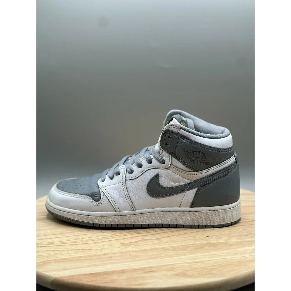 Nike 575441-037 Air Jordan 1 Retro High OG Stealth GS‎ 6Y Shoes White Grey READ